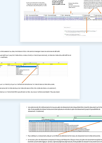 Extrait de la notice explicative du fichier de migration des contenus 