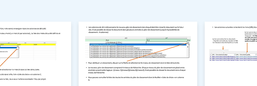 Extrait de la notice explicative du fichier XLS de migration des contenus, de l'ancien site vers le nouveau 