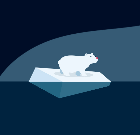 Pour illustrer l'éco-conception, un ours sur un iceberg 